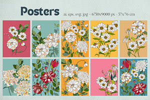 Floral Modern Vector Poster Patterns