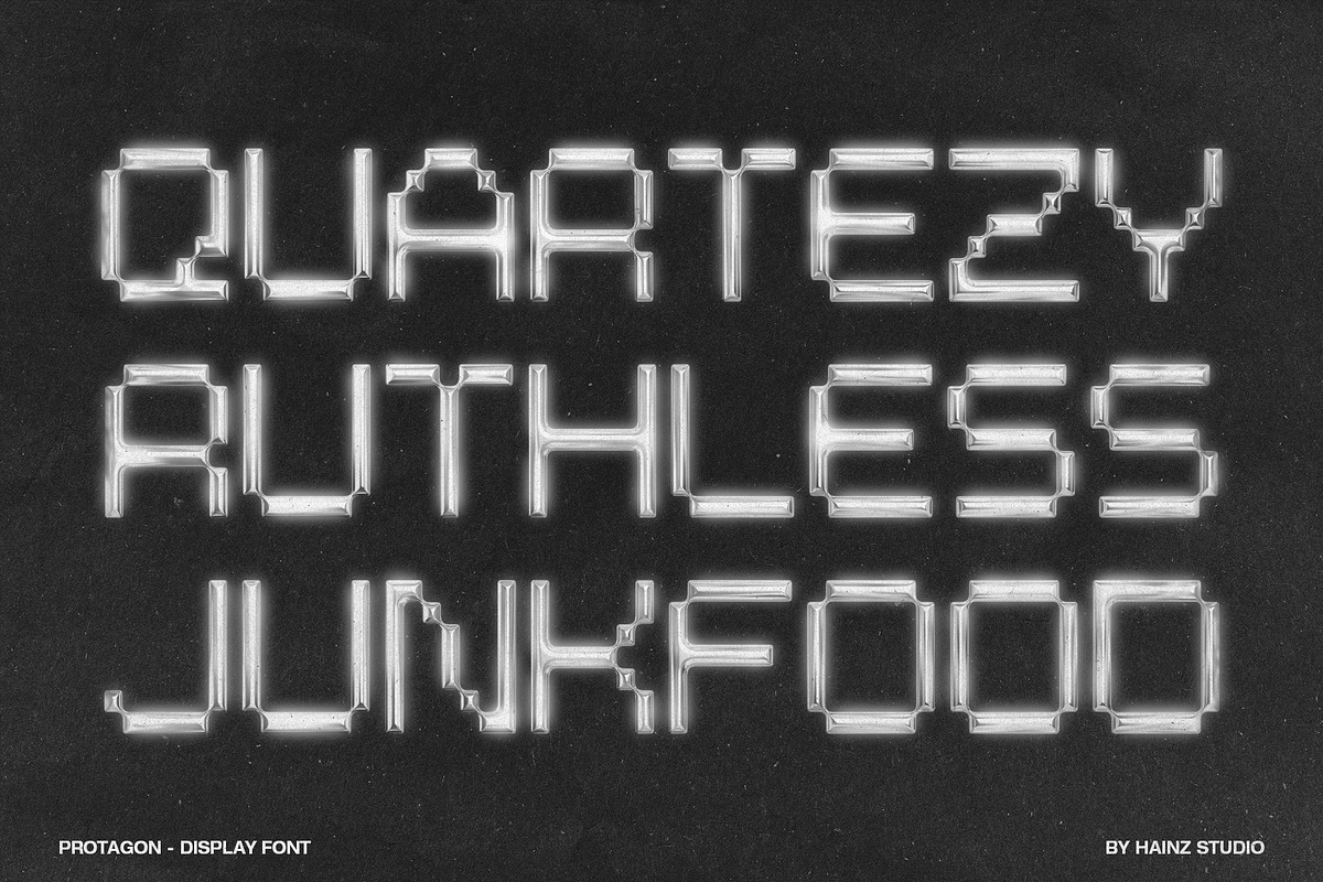PROTAGON - Modern Pixel Display Font, a Sans Serif Font by Hainz Studio (Photo 11 of 13)