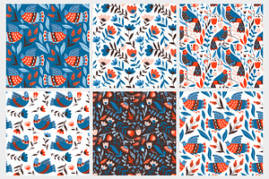 FOLK BIRDS Pattern & Illustration