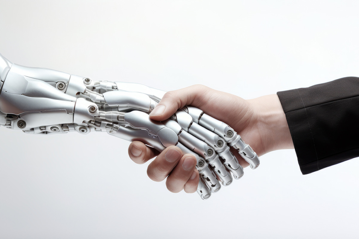 Robot and human handshake. 25 images, a Technology Illustration by Handmadefont (Photo 7 of 10)