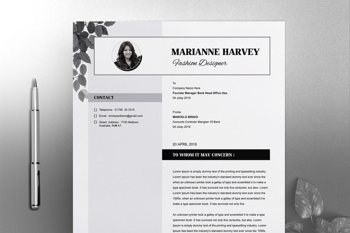Floral Resume / CV Template, a Resume Template by ResumeInventor (Photo 3 of 6)