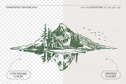 Mountain Landscape Engraving Set, a Seasonal Illustration by TheMountBirdStudio (Thumbnail 2 of 9)