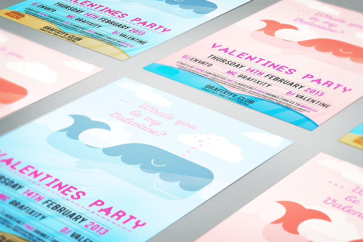 Whale you be my Valentine, a Flyer Template by VectorBurn (Photo 3 of 5)