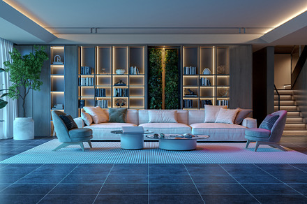 Moody Living Room with Ambient Light