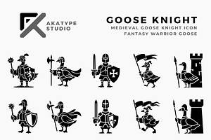Medieval Goose Knight Icon Bundle, a Solid Icon by Akatype Studio