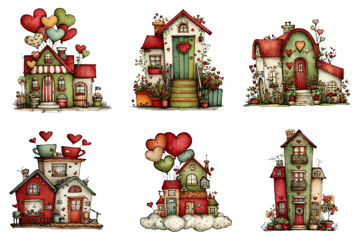 farmhouse valentine clipart, an Illustration by CreationArt (Photo 2 of 5)