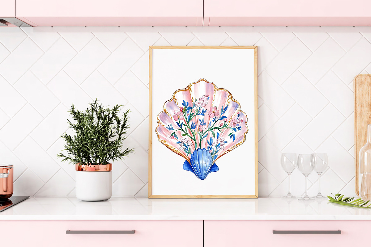 Floral Seashell Clipart set, an Illustration by Libby Wishes (Photo 7 of 7)