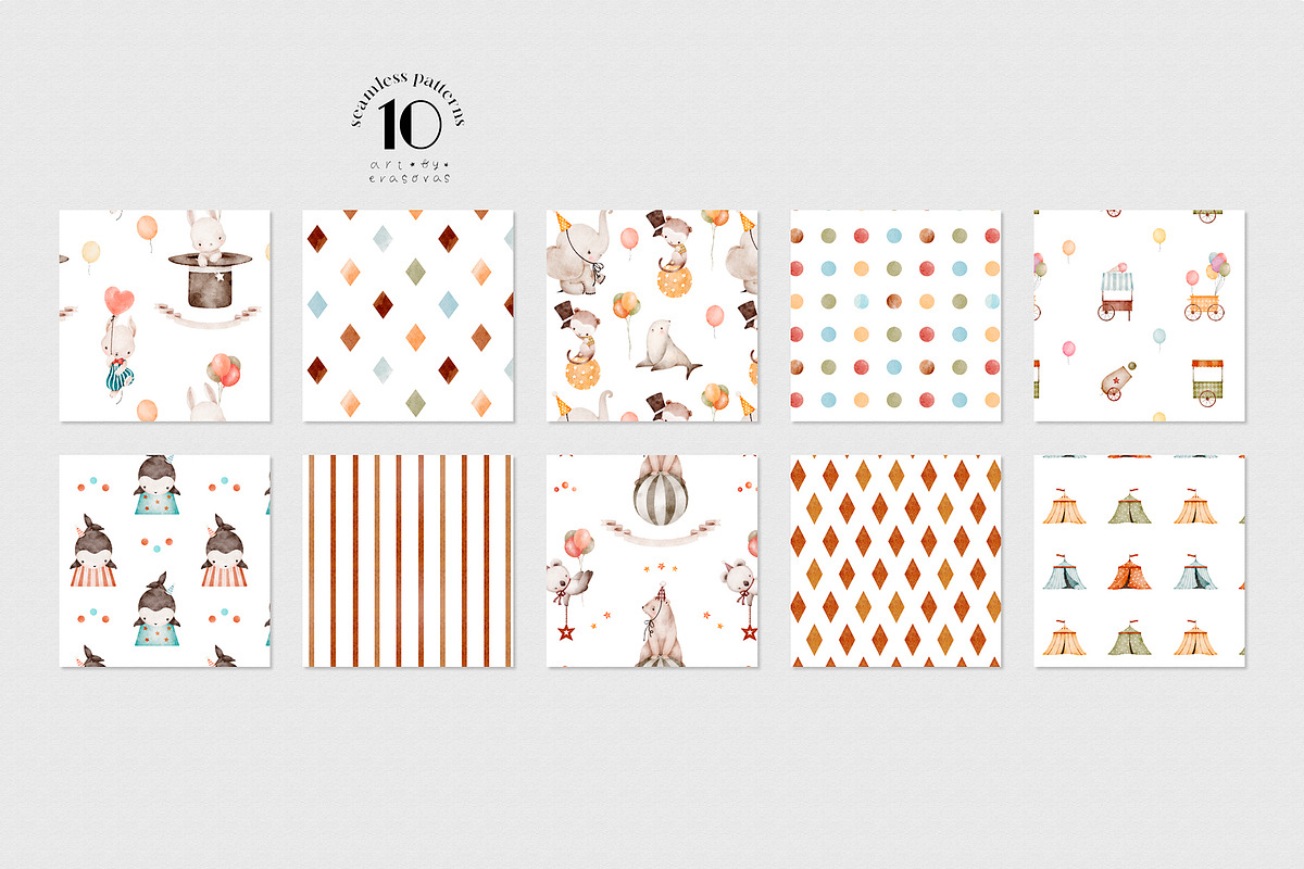 CIRCUS watercolor illustrations, an Animal Illustration by erasovas (Photo 7 of 10)