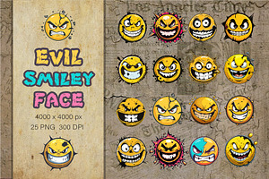 Evil Smileys Face. TShirt Sticker., a Decorative Illustration by KENO Mascots