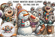 Funny Winter Bear Clipart, an Illustration by Libby Wishes (Thumbnail 1 of 7)