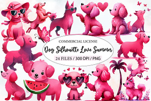 Dog Silhouette Love Summer Clipart, an Illustration by Designworld