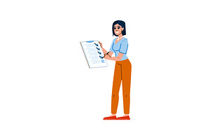 Businesswoman completing checklist, a Person Illustration by pikepicture