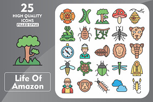 25 Life of Amazon Line Filled Icons, an Icon by Pexelpy