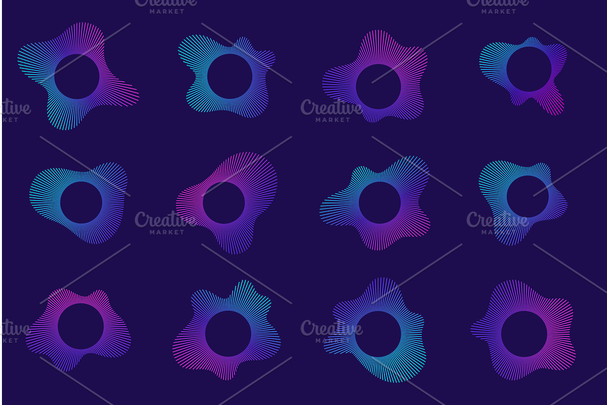 Circular sound wave set with, an Illustration by YuliiaOsadcha