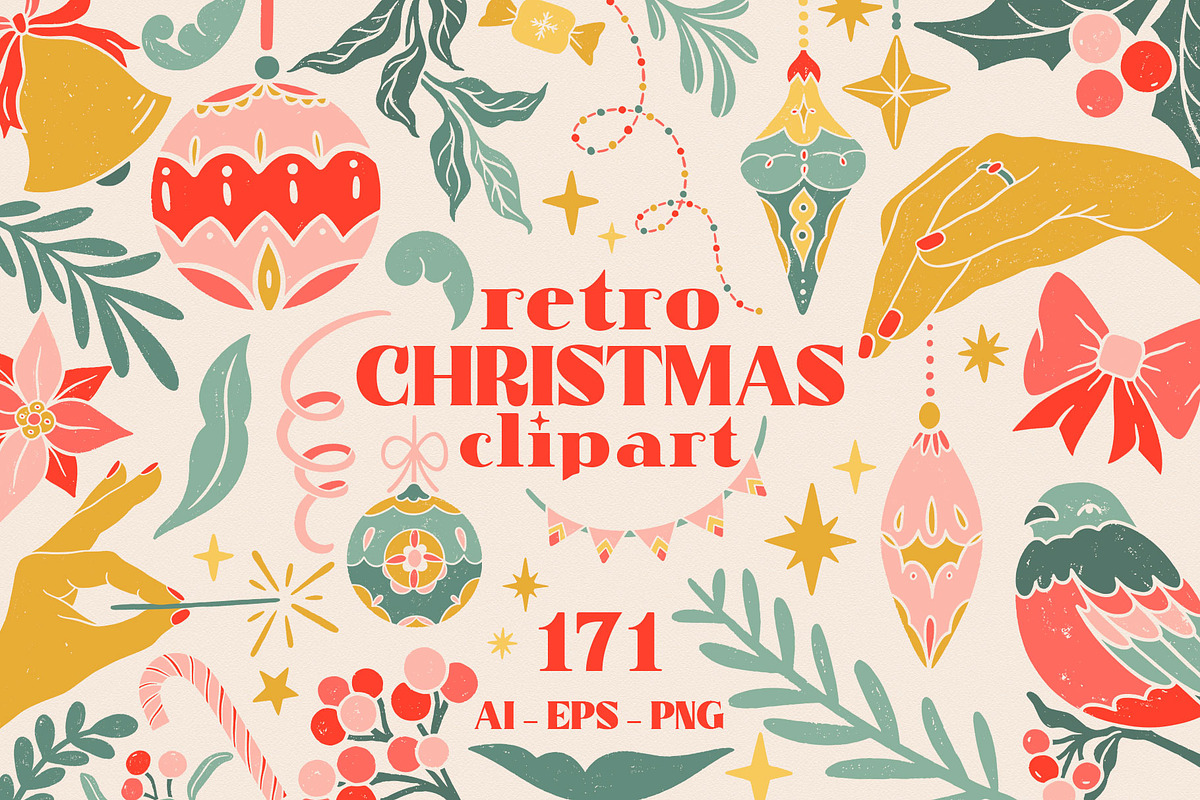 Christmas Retro collection., a Decorative Illustration by ElenKoss (Photo 1 of 15)