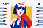 Streamline Markers for Photoshop, a Brush Add-On by brushapes.com (Thumbnail 1 of 8)