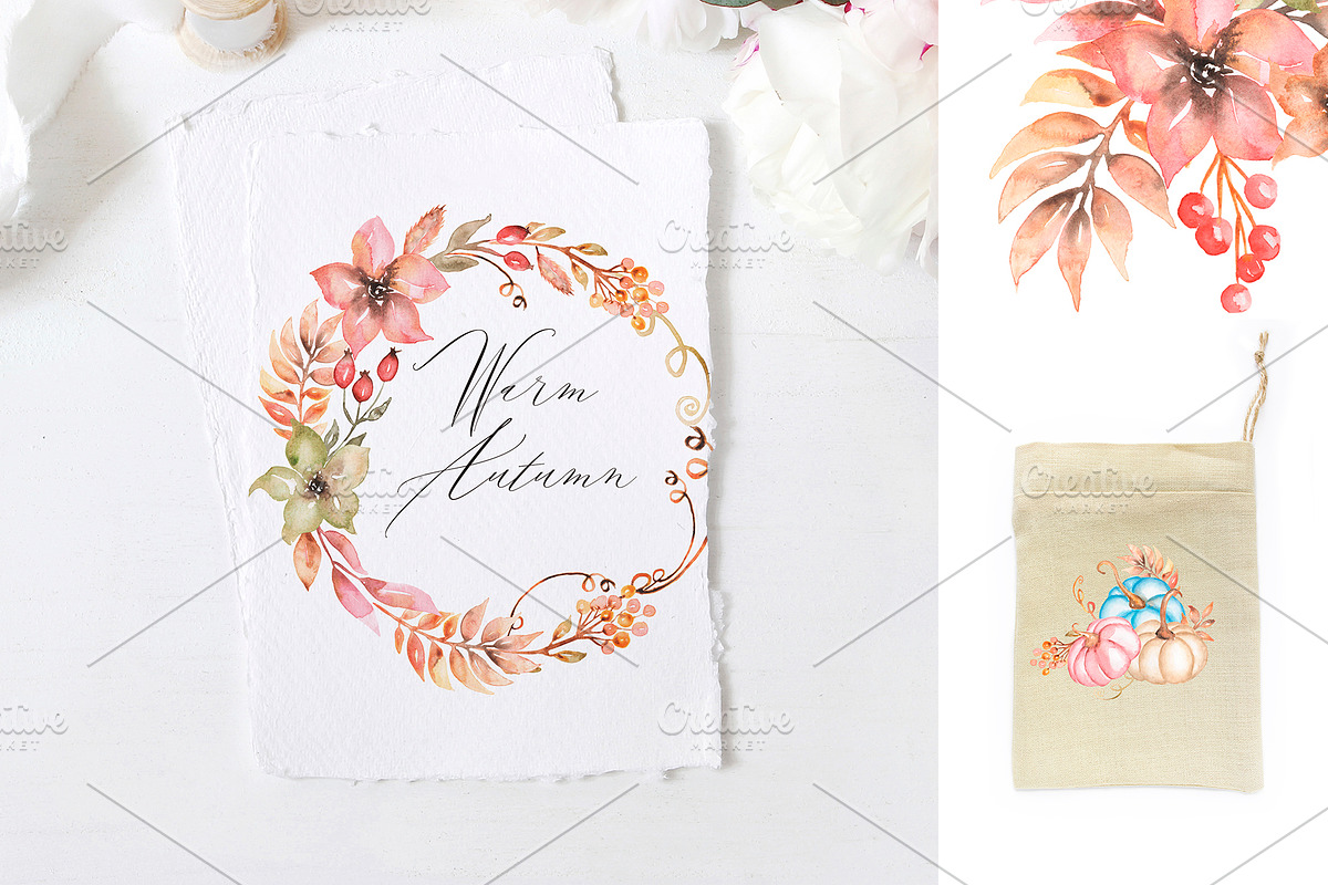 Watercolor Warm Autumn Collection, a Transportation Illustration by MayaNavits (Photo 9 of 10)