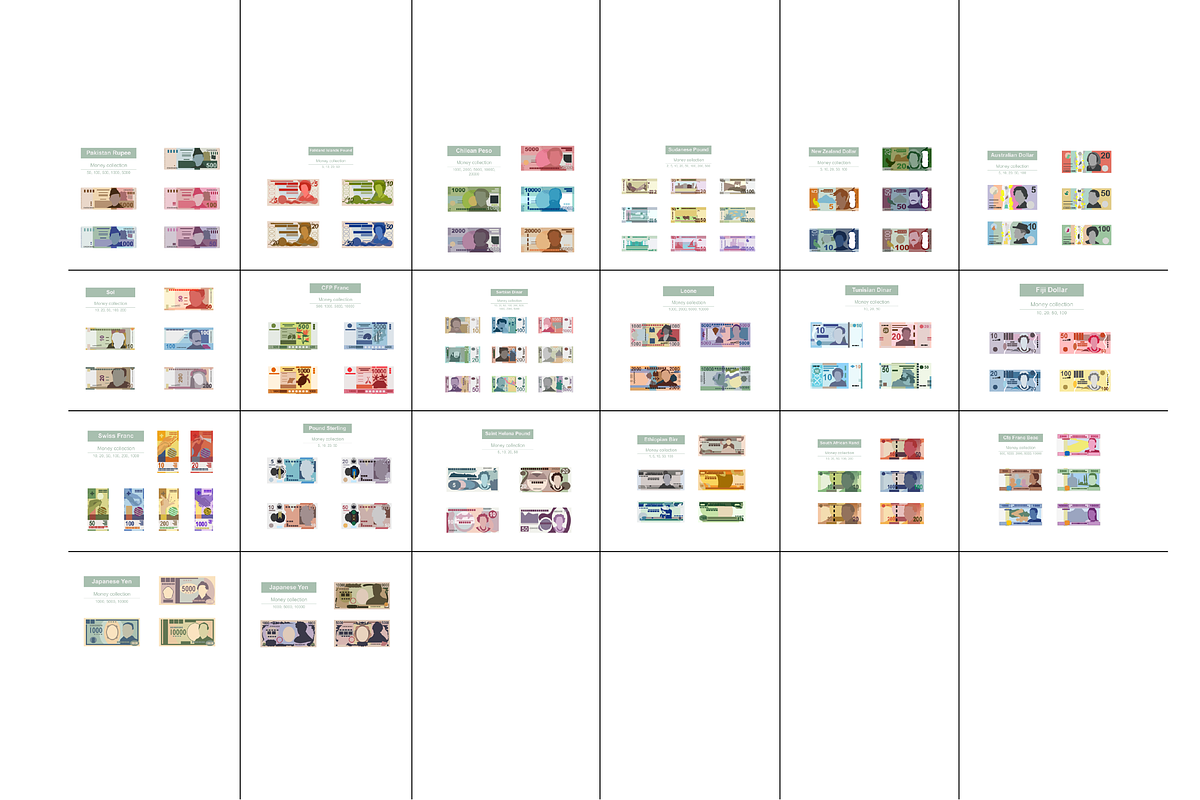 Banknotes of 151 Countries, a Finance Illustration by Zhuna (Photo 7 of 7)