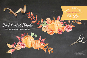 Pumpkin Clipart Bouquets Watercolor