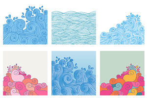 Set of 6 waves backgrounds, a Texture Illustration by natsa
