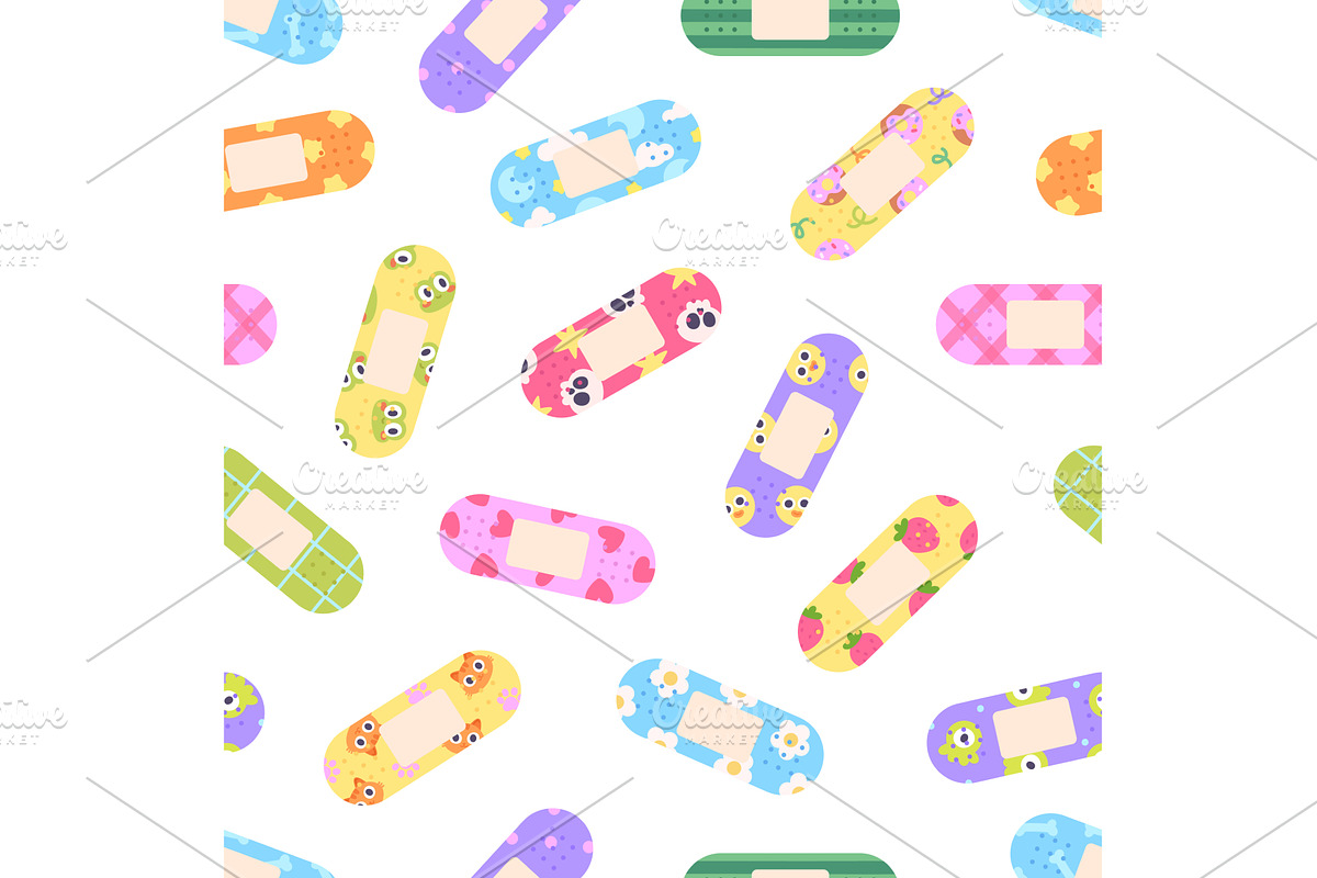 Medical plaster seamless pattern, an Object Illustration by LadadikArt