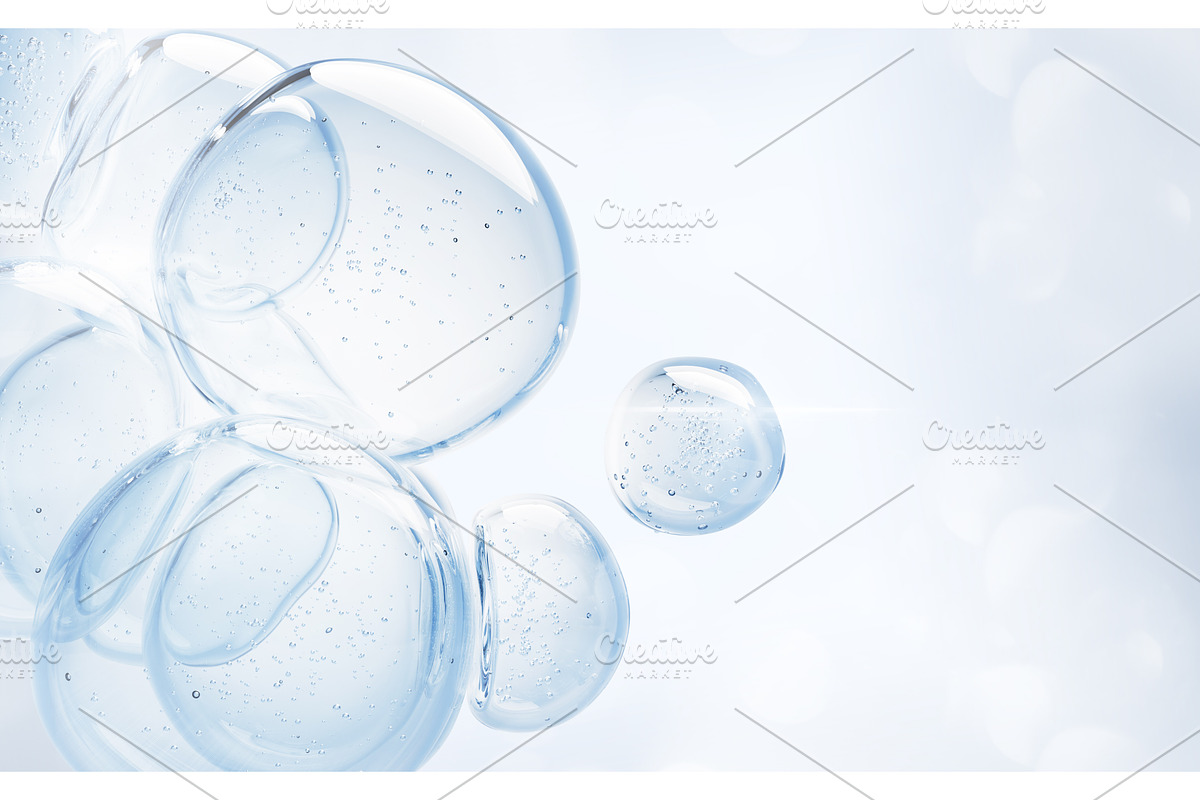 Aqua gel cream drops with bubbles, an Environmental 3D Model by Marozhkastudio