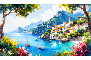 Mediterranean coastal village with, a Nature Photo by Igor Tichonow