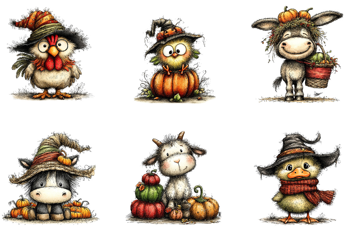 Halloween Farm Watercolor Clipart, a Seasonal Illustration by CreationArt (Photo 5 of 5)