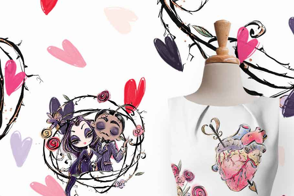 Whimsical Gothic Valentine Clipart, a Seasonal Illustration by KaramfilaS (Photo 5 of 8)