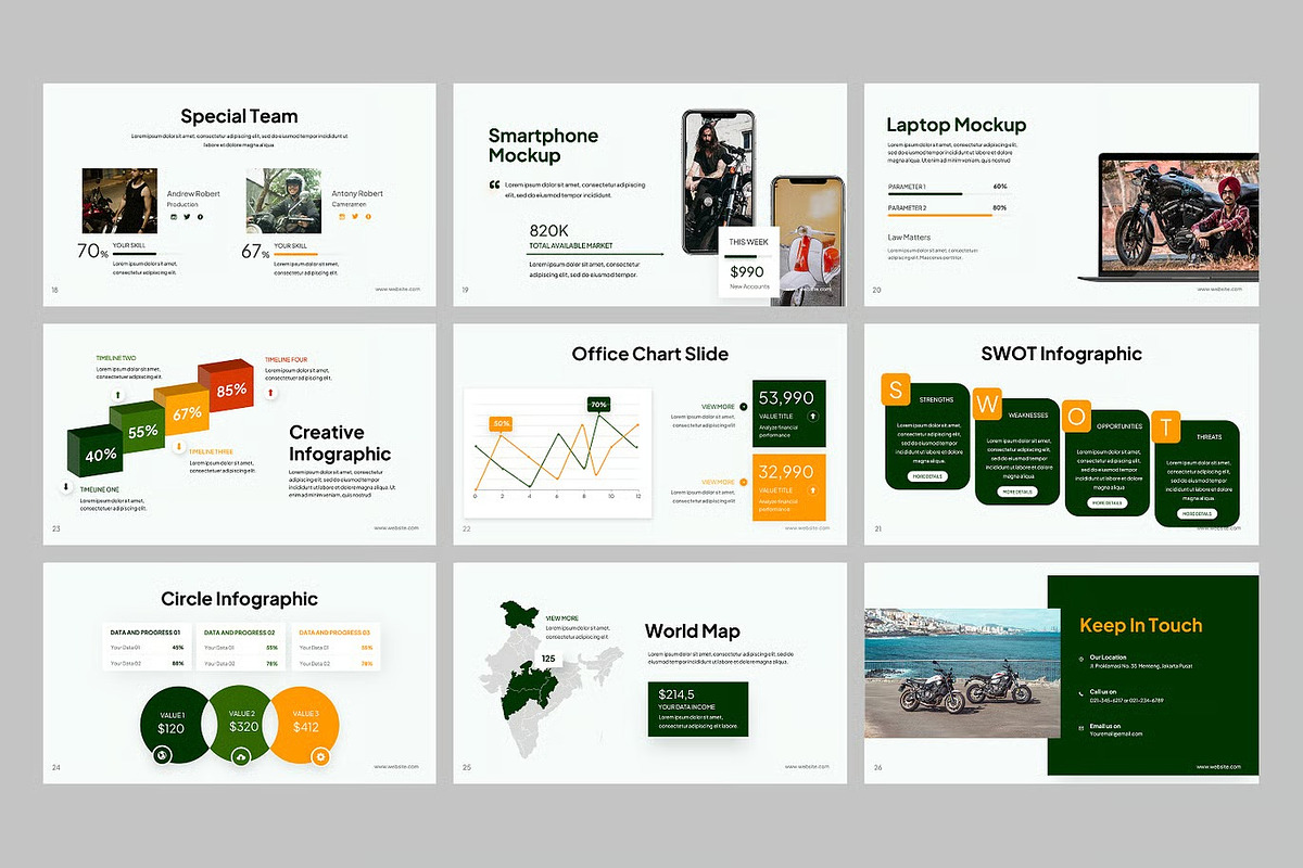 Motorcycle Industry GSlides, PPoint preview 4