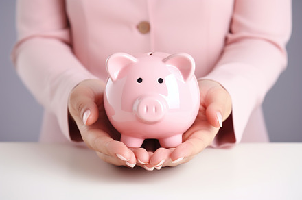 Pink piggybank in female hands, a Business Photo by AlyaAnd