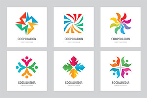 Cooperation Comminication Logo Set