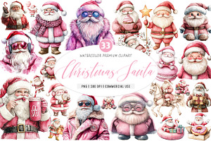 Pink Trendy Christmas Santa Png, an Illustration by SinaCreation