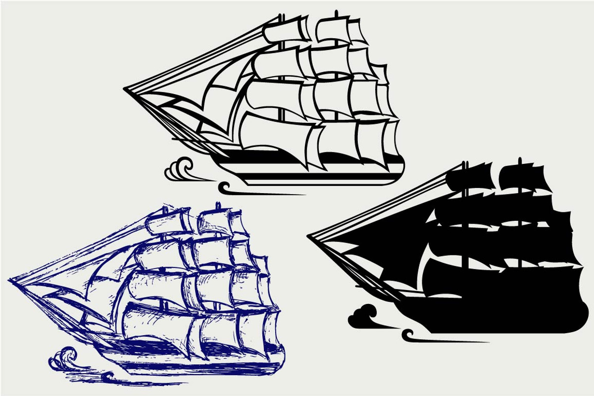 Wooden tall ship SVG, an Outline Icon by LineworkStock