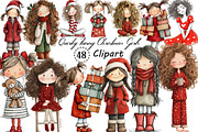 Quirky Funny Christmas Girls Clipart, an Illustration by Creative Art (Thumbnail 1 of 13)