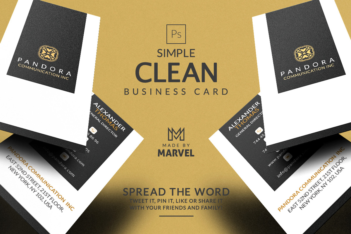 Simple Clean Business Card, a Business Card Template by Marvel (Photo 1 of 5)