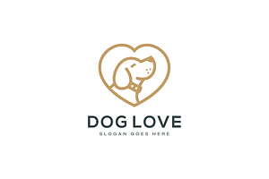 Love Dog Logo Vector Line Art Style