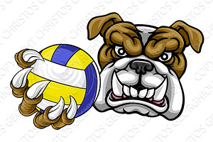 Bulldog Dog Volleyball Volley Ball, an Animal Illustration by Christos Georghiou