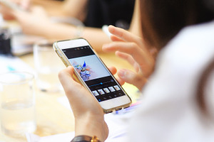Editing photo by mobile app stock photo containing iphone and camera