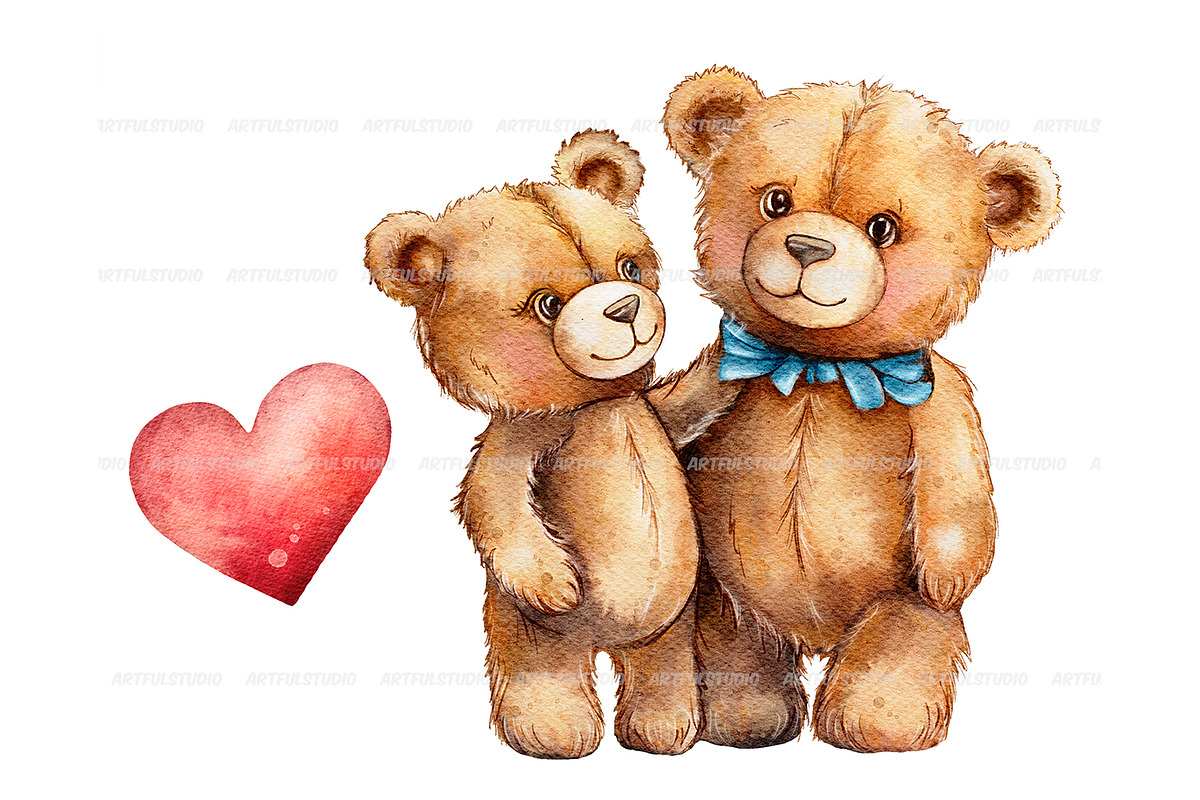 Valentine's day teddy bears clipart, an Animal Illustration by ArtfulStudio (Photo 4 of 10)