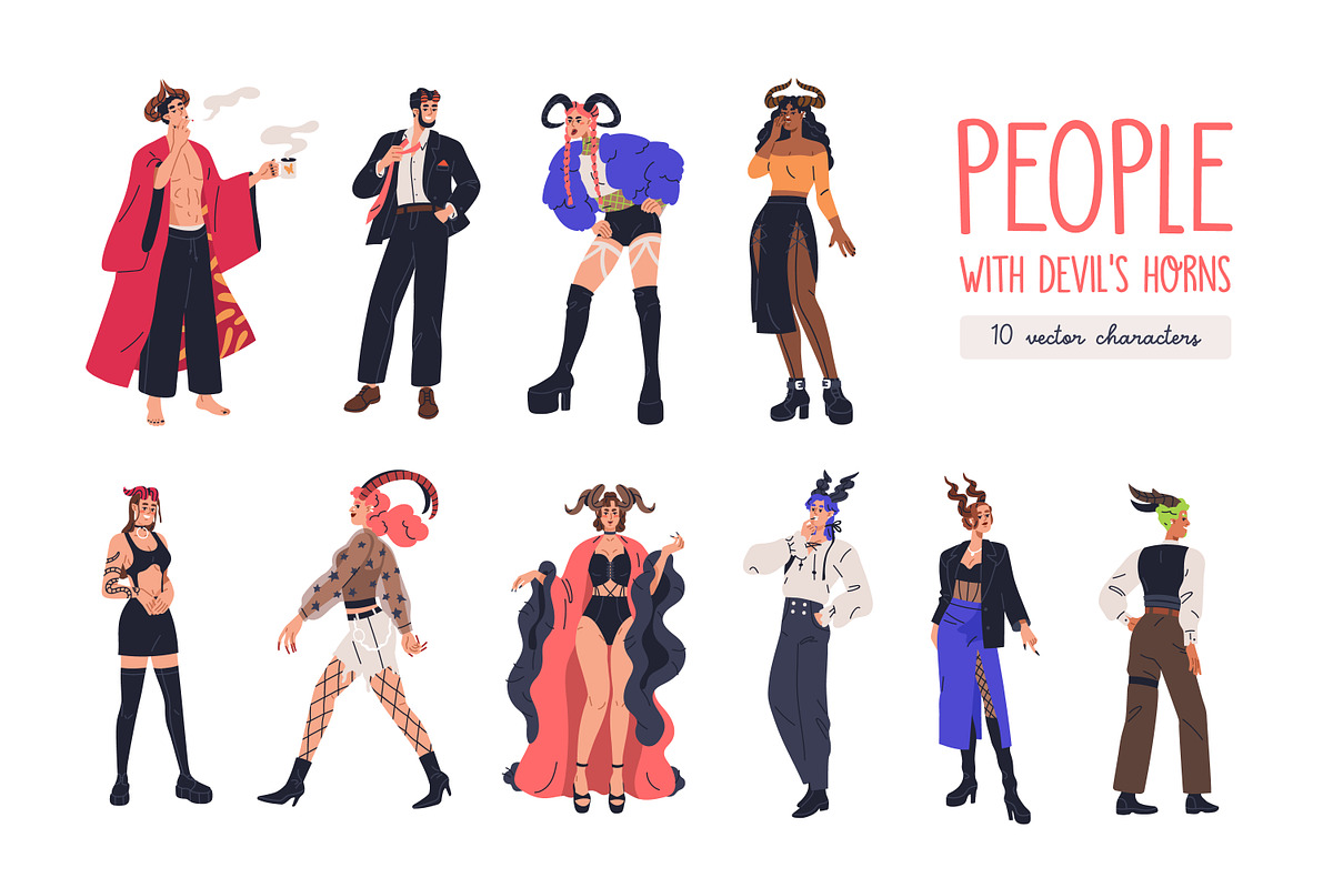 People in devil costumes with horns, a Person Illustration by Good Studio (Photo 1 of 5)