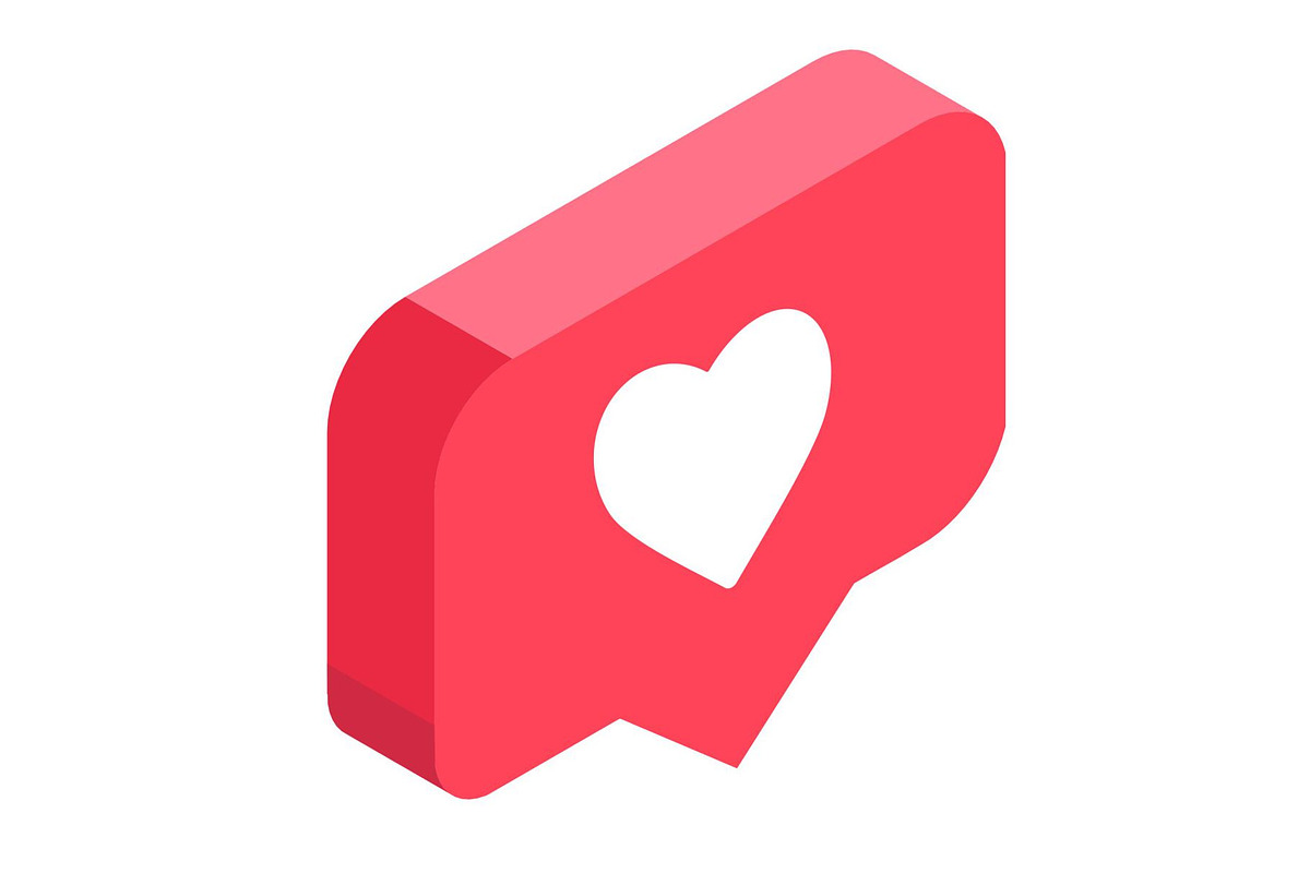 isometric pink like notification, a Templates & Theme by Mary P