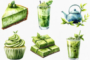 Watercolor Green Tea Clipart Bundle, an Illustration by Canvas Craft (Thumbnail 2 of 8)