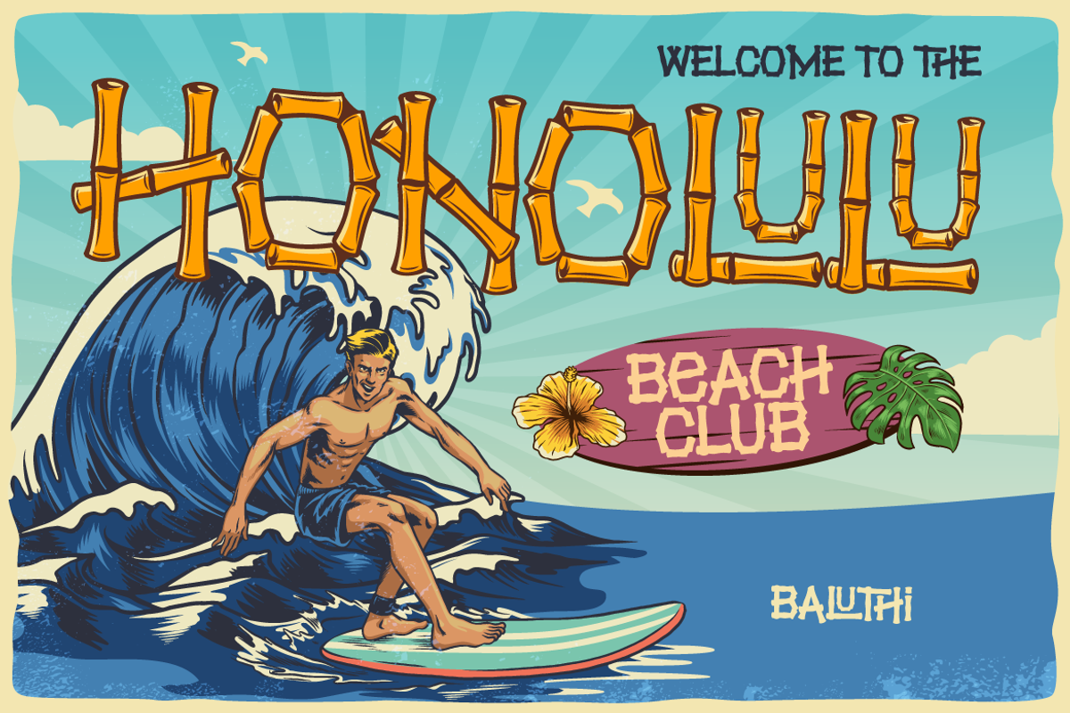 Baluthi - Hawaiian Bamboo Display, a Sans Serif Font by Artisan Themes (Photo 8 of 12)