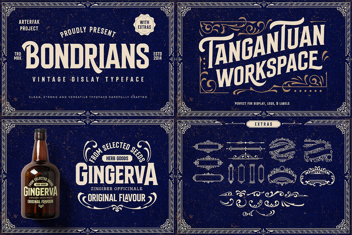 Vintage Font Bundle & Ornaments, a Font by Arterfak Project (Photo 7 of 13)
