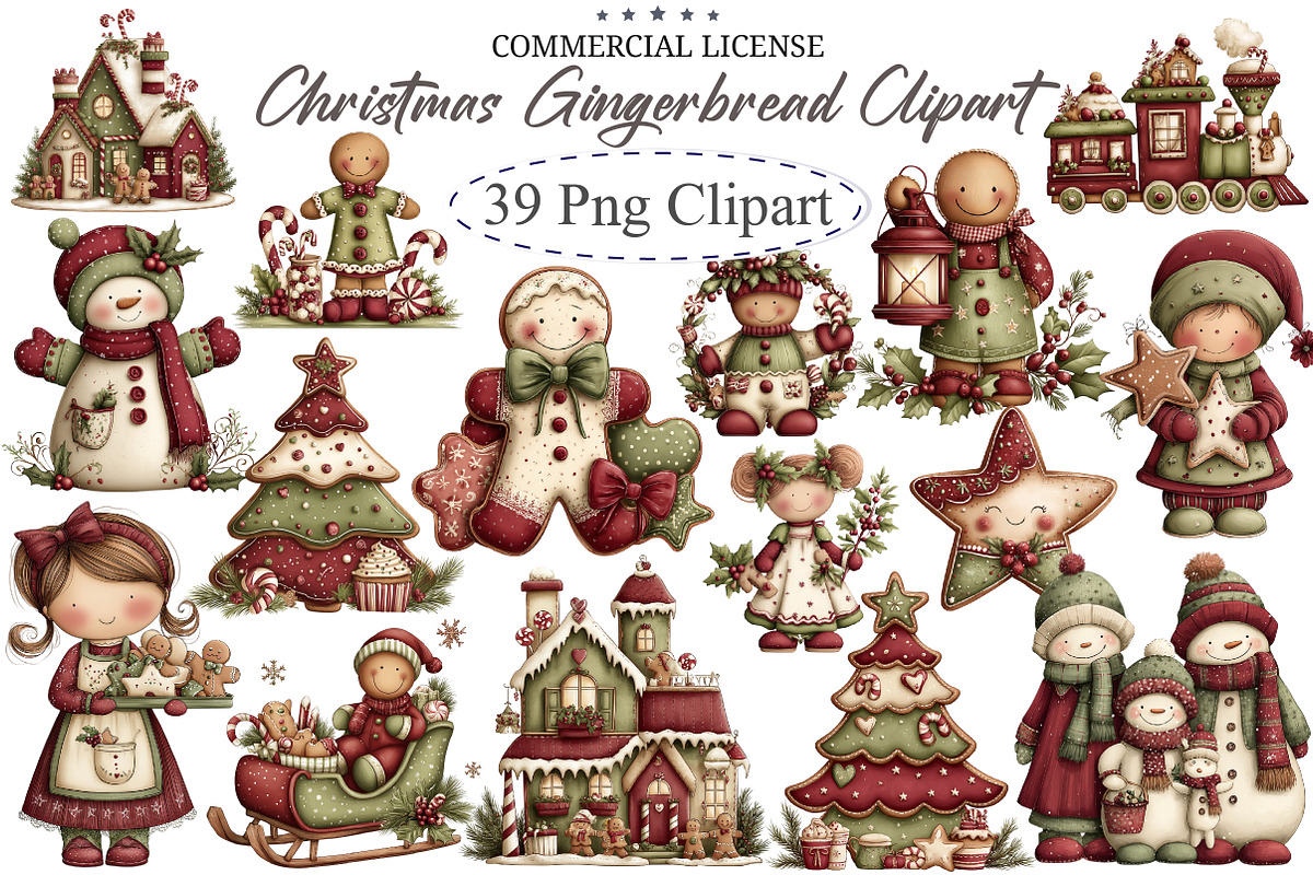 Whimsical Christmas Gingerbread Clip, an Illustration by designcity5 (Photo 1 of 5)