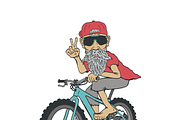 Groovy Bearded Mountain Biker vector, a Person Illustration by Fresh Wave Design (Thumbnail 5 of 8)