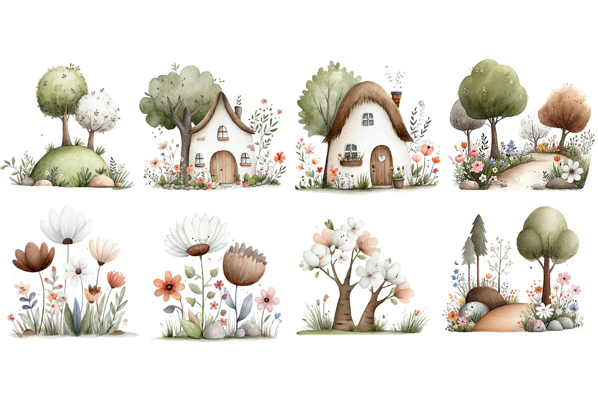 Watercolor Spring Scene Clipart, an Illustration by Designworld (Photo 5 of 6)
