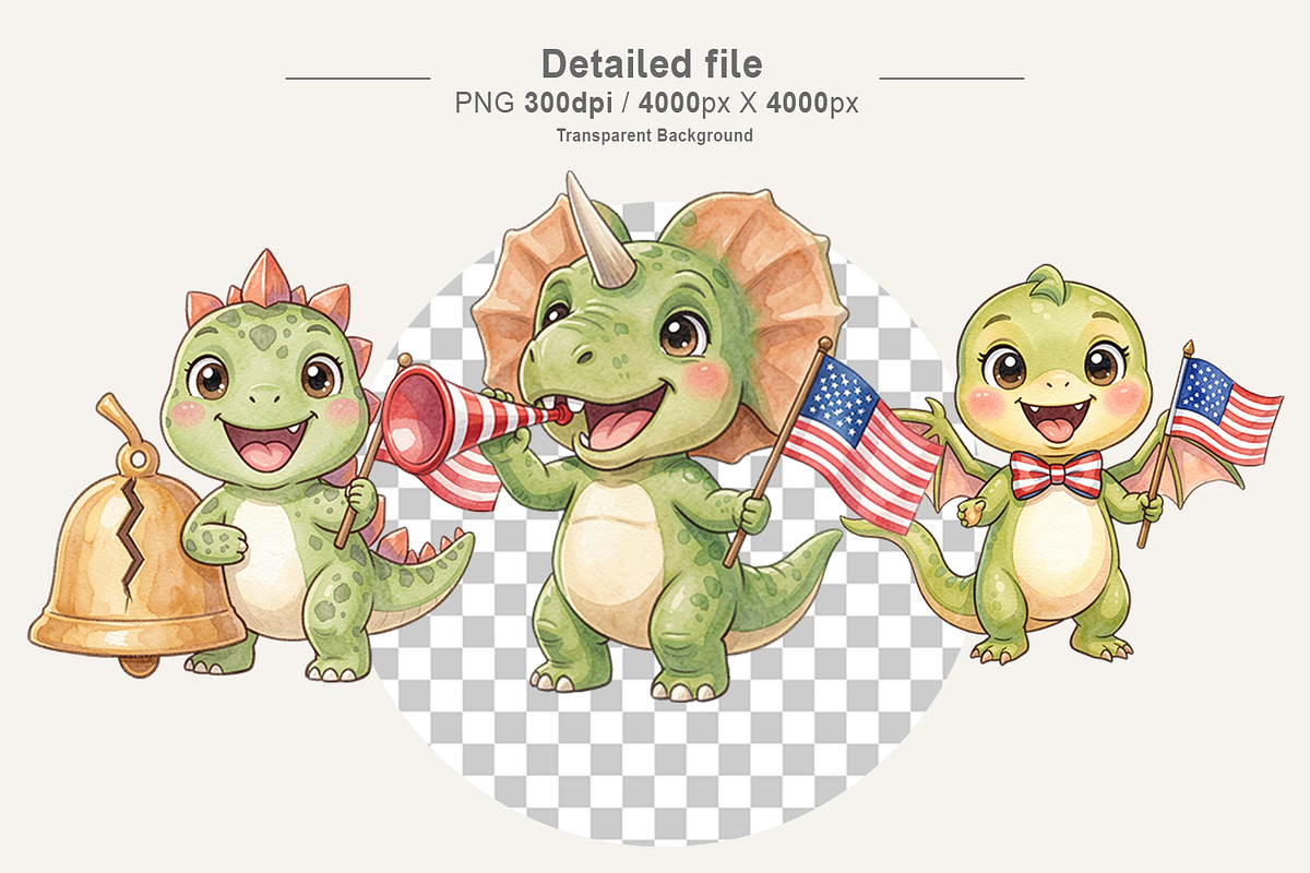 Patriotic Dino Sublimation, an Illustration by Artnoy (Photo 3 of 8)