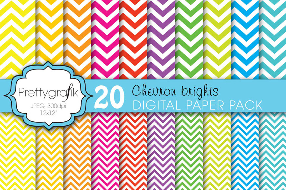 20 chevron brights digital paper